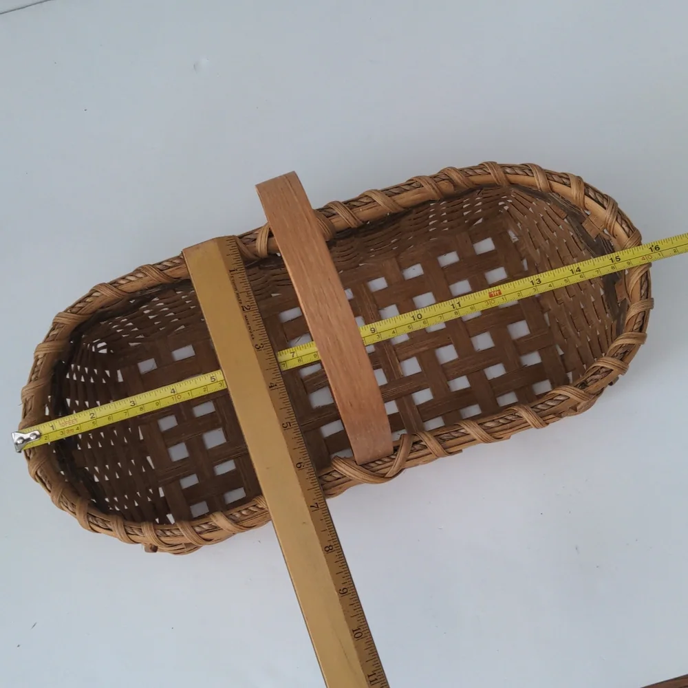 Harvest Basket Hand Crafted Wicker Basket Oblong Stationery Handle